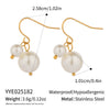 Wholesale Titanium Steel Geometric Retro Minimalist Pearl Stud Earrings With Pvd Vacuum Real Gold Electroplating For Girls