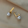 Wholesale Titanium Steel Geometric Retro Pearl Earrings For Women With Electroplating