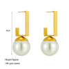 Wholesale Titanium Steel Geometric Retro Pearl Earrings For Women With Electroplating