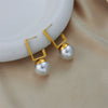 Wholesale Titanium Steel Geometric Retro Pearl Earrings For Women With Electroplating