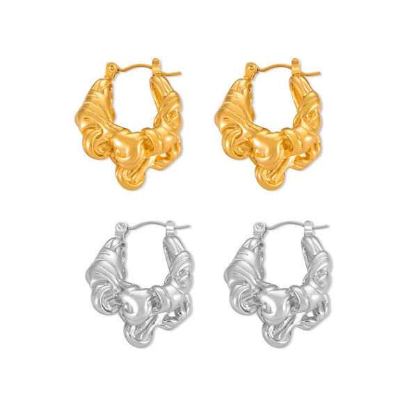 Wholesale 316L Stainless Steel Geometric Retro Style Cross Knot Design Earrings With Ushaped Ear Buckle And Electroplating