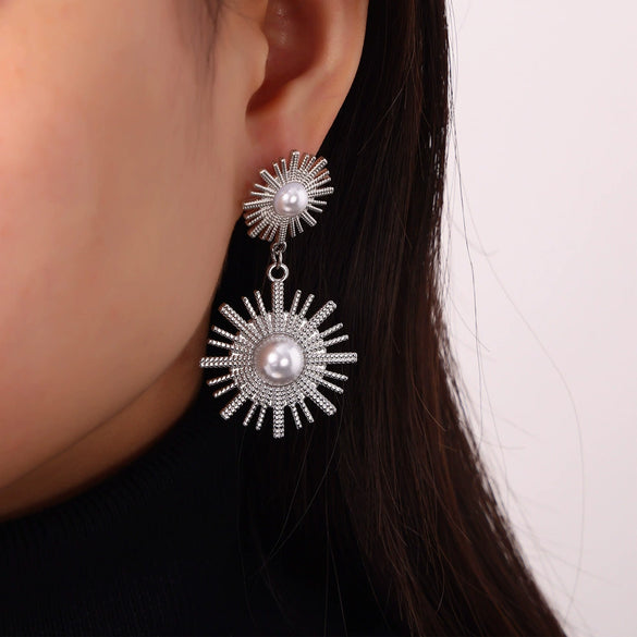 Wholesale 316L Stainless Steel Geometric Retro Temperament Earrings Gold Plated