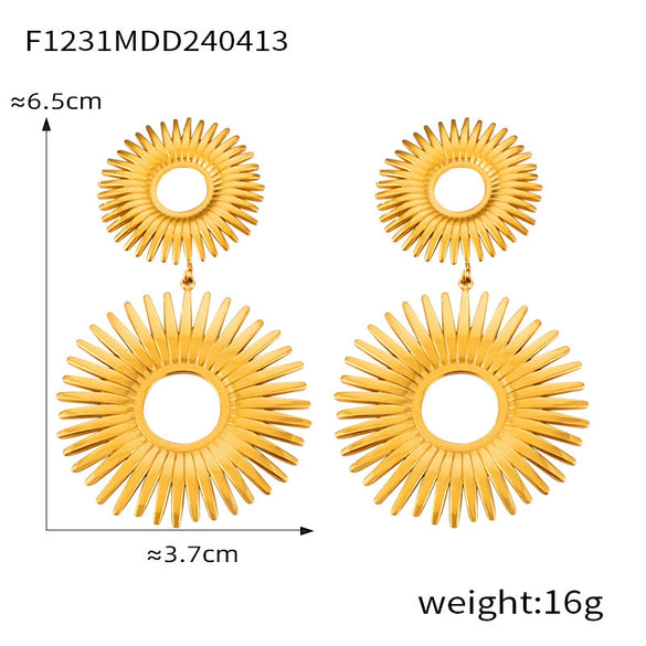 Wholesale 316L Stainless Steel Geometric Retro Temperament Earrings Gold Plated