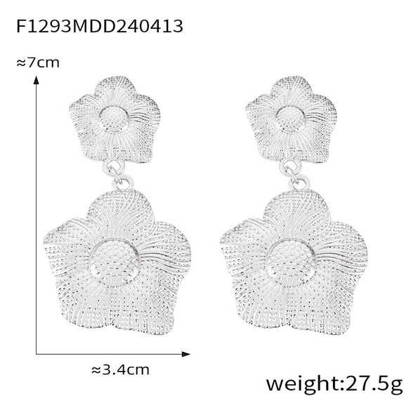Wholesale 316L Stainless Steel Geometric Retro Temperament Earrings Gold Plated