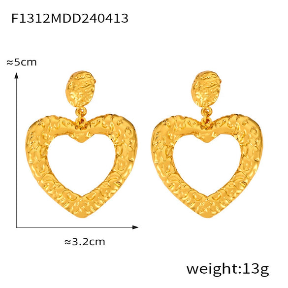 Wholesale 316L Stainless Steel Geometric Retro Temperament Earrings Gold Plated