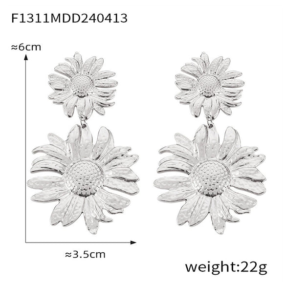 Wholesale 316L Stainless Steel Geometric Retro Temperament Earrings Gold Plated