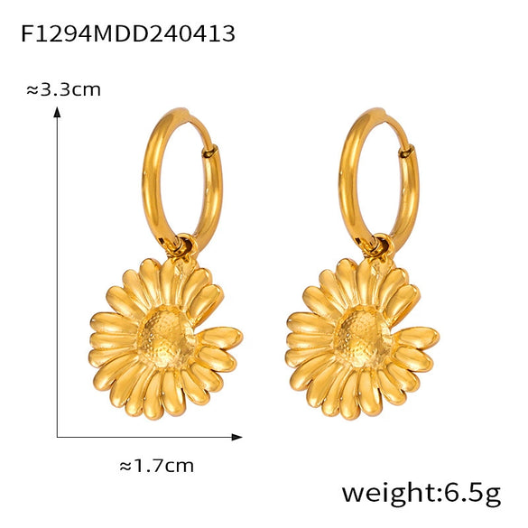 Wholesale 316L Stainless Steel Geometric Retro Temperament Earrings Gold Plated
