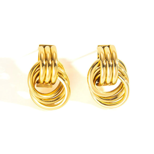 Wholesale Titanium Steel Geometric Retro Winding Light Luxury Style Electroplated Earrings