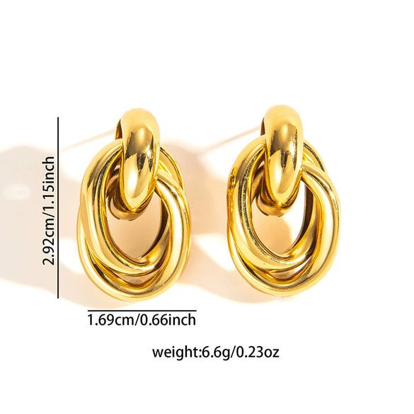 Wholesale Titanium Steel Geometric Retro Winding Light Luxury Style Electroplated Earrings