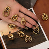 Wholesale Titanium Steel Geometric Retro Winding Light Luxury Style Electroplated Earrings