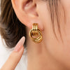 Wholesale Titanium Steel Geometric Retro Winding Light Luxury Style Electroplated Earrings