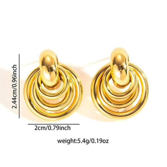 Wholesale Titanium Steel Geometric Retro Winding Light Luxury Style Electroplated Earrings
