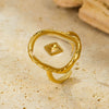 Wholesale Titanium Steel Geometric Rhombus Opening Adjustable Goldplated Light Luxury Style Ring