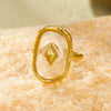 Wholesale Titanium Steel Geometric Rhombus Opening Adjustable Goldplated Light Luxury Style Ring