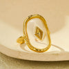 Wholesale Titanium Steel Geometric Rhombus Opening Adjustable Goldplated Light Luxury Style Ring
