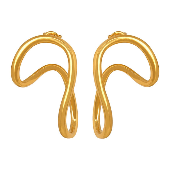 Wholesale 316L Stainless Steel Geometric Ring Earrings Electroplated With 18K Gold For Women