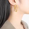 Wholesale 316L Stainless Steel Geometric Ring Earrings Electroplated With 18K Gold For Women