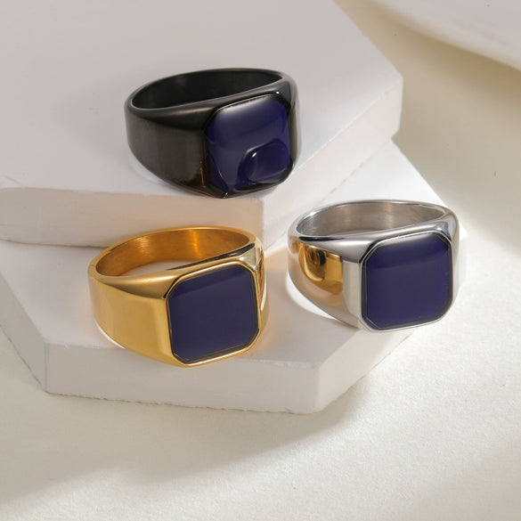 Wholesale Titanium Steel Geometric Ring With Electroplating Simple Style Unisex