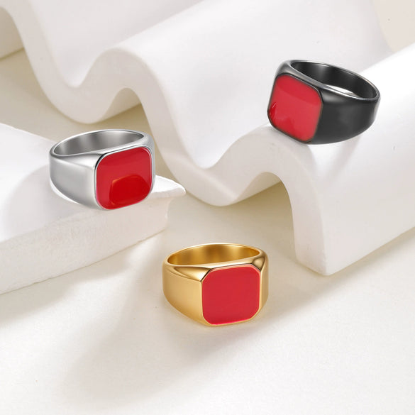Wholesale Titanium Steel Geometric Ring With Electroplating Simple Style Unisex