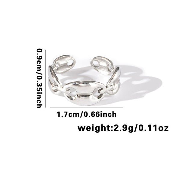 Wholesale Titanium Steel Geometric Ring With Heart Shape Flower Leaves Letters Numbers And Text Patterns And Electroplating Treatment
