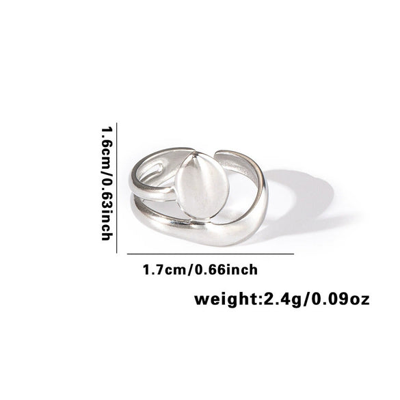 Wholesale Titanium Steel Geometric Ring With Heart Shape Flower Leaves Letters Numbers And Text Patterns And Electroplating Treatment