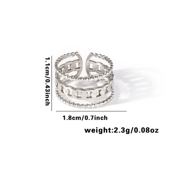 Wholesale Titanium Steel Geometric Ring With Heart Shape Flower Leaves Letters Numbers And Text Patterns And Electroplating Treatment