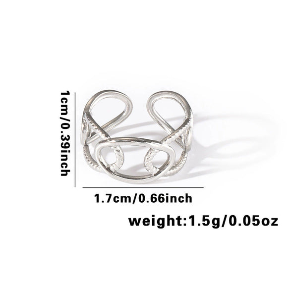 Wholesale Titanium Steel Geometric Ring With Heart Shape Flower Leaves Letters Numbers And Text Patterns And Electroplating Treatment