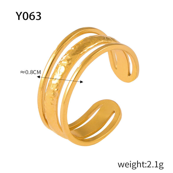 Wholesale Titanium Steel Geometric Ring With Irregular Texture And Concave Convex Creative Design Electroplated For Women