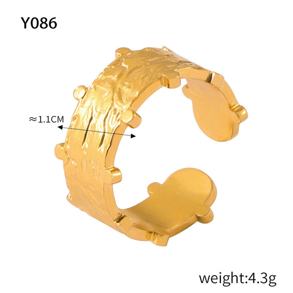 Wholesale Titanium Steel Geometric Ring With Irregular Texture And Concave Convex Creative Design Electroplated For Women