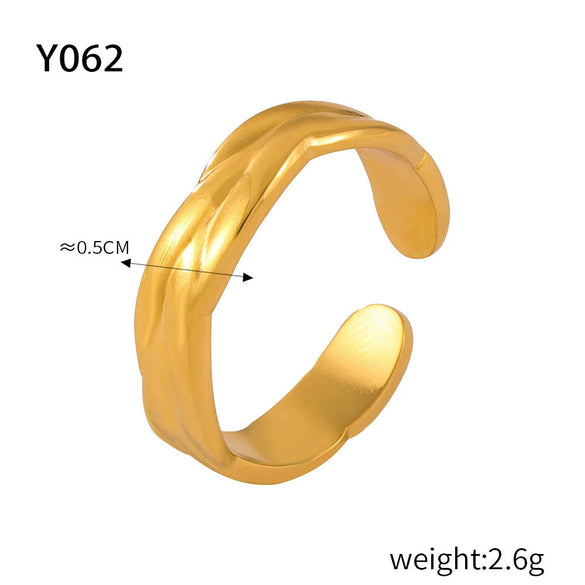 Wholesale Titanium Steel Geometric Ring With Irregular Texture And Concave Convex Creative Design Electroplated For Women