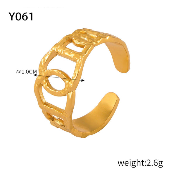 Wholesale Titanium Steel Geometric Ring With Irregular Texture And Concave Convex Creative Design Electroplated For Women
