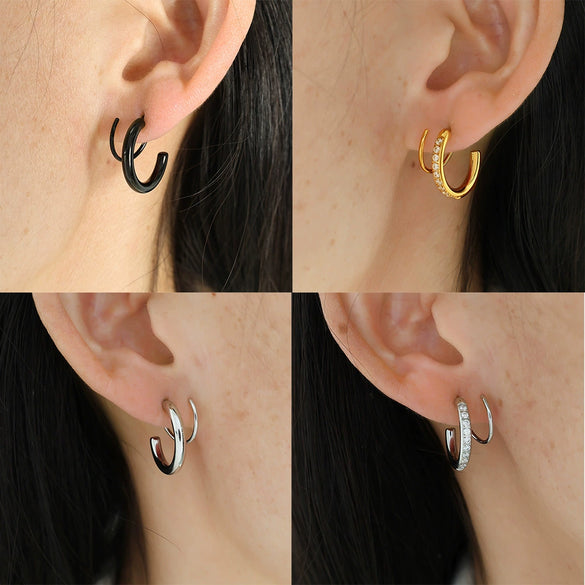 Wholesale 316L Stainless Steel Geometric Rotating Earrings Electroplated Unisex Minimalist Fashion Ear Jewelry