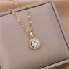 Wholesale Titanium Steel Geometric Rotating Necklace For Female With Electroplating And Water Wave Chain