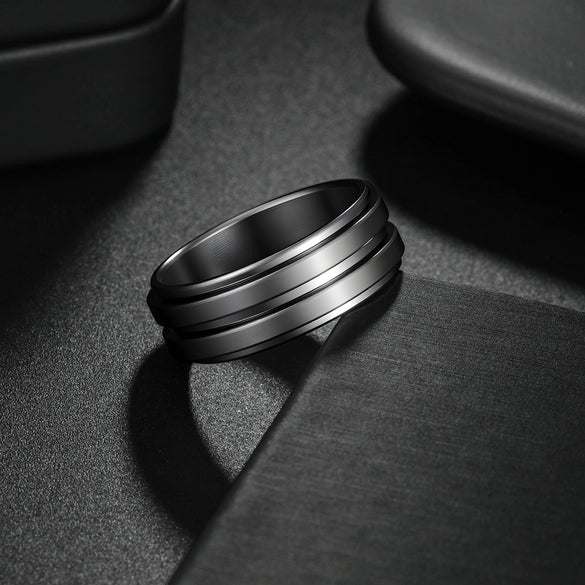 Wholesale Titanium Steel Geometric Rotating Ring Jewelry Stressrelief Hand Accessory Electroplated Unisex