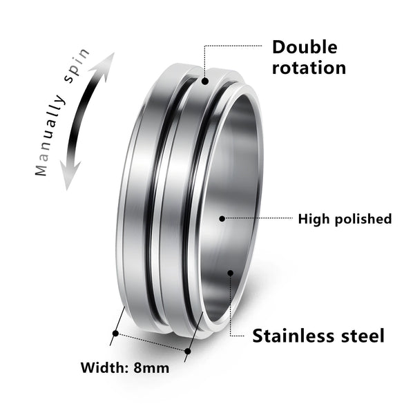Wholesale Titanium Steel Geometric Rotating Ring Jewelry Stressrelief Hand Accessory Electroplated Unisex