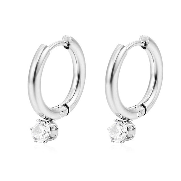 Wholesale Titanium Steel Geometric Round Claw Drill Electroplated Women's Earrings