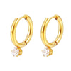 Wholesale Titanium Steel Geometric Round Claw Drill Electroplated Women's Earrings