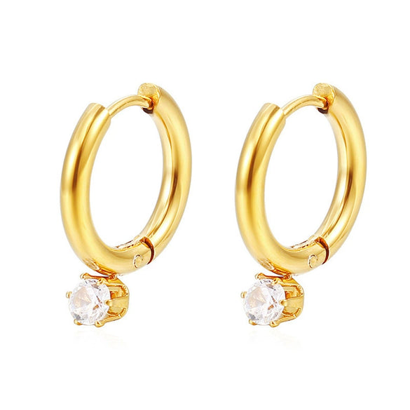 Wholesale Titanium Steel Geometric Round Claw Drill Electroplated Women's Earrings