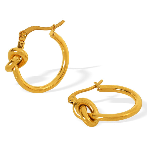 Wholesale 316L Stainless Steel Geometric Round Knotted Niche Design Women's Earrings With Electroplating
