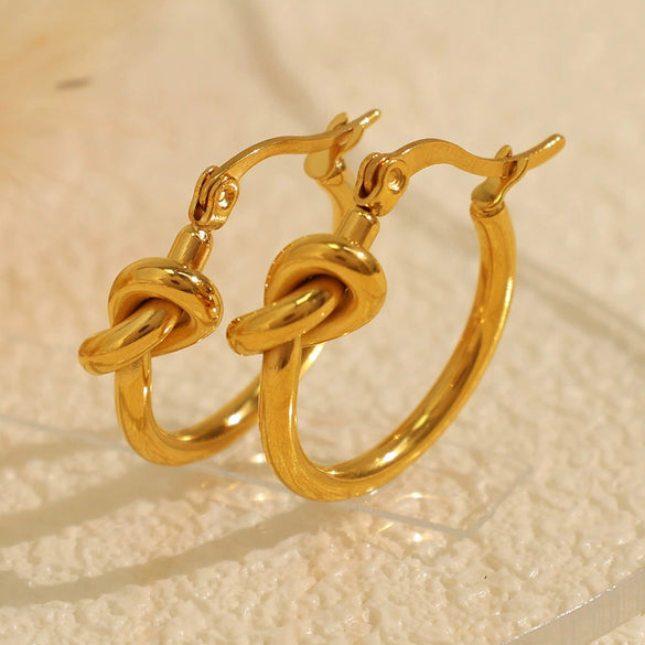 Wholesale 316L Stainless Steel Geometric Round Knotted Niche Design Women's Earrings With Electroplating