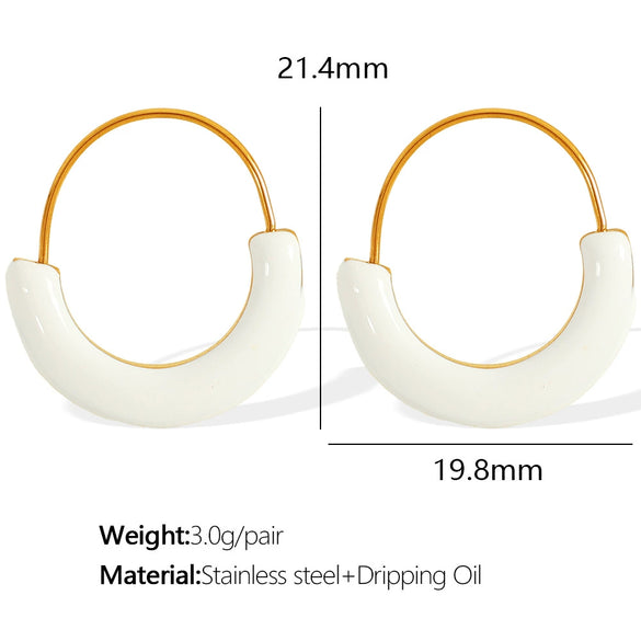 Wholesale 316L Stainless Steel Geometric Round Oil Drop Enamel Earrings For Women With Electroplating