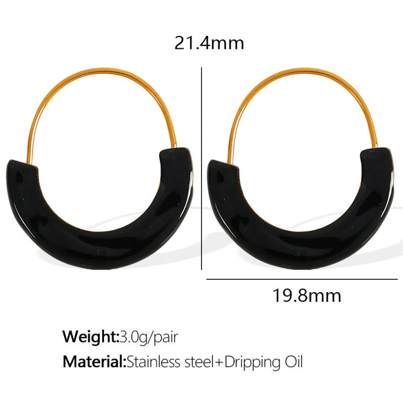 Wholesale 316L Stainless Steel Geometric Round Oil Drop Enamel Earrings For Women With Electroplating