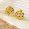 Wholesale Titanium Steel Geometric Round Plaid Fashion Earrings Polish Processing