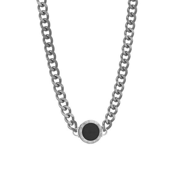Wholesale Titanium Steel Geometric Round Plate Connection Chain Punk Hiphop Necklace For Women