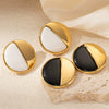 Wholesale Titanium Steel Geometric Round Retro High Grade Black And White Electroplated Unisex Earrings