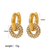 Wholesale Titanium Steel Geometric Round Tassel Donut Earrings With Electroplating And Colorful Full Diamond