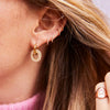Wholesale Titanium Steel Geometric Round Tassel Donut Earrings With Electroplating And Colorful Full Diamond