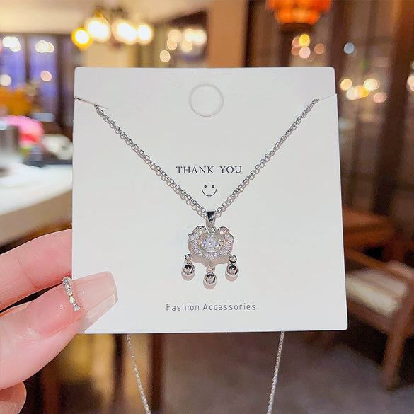 Wholesale Titanium Steel Geometric Ruyi Safe Lock Pendant Necklace For Women With Electroplating And Cross Chain