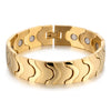 Wholesale Titanium Steel Geometric Single Row Magnet Energy Men's Bracelet With Electroplating