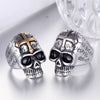 Wholesale Titanium Steel Geometric Skull Cross Unisex Ring With Electroplating